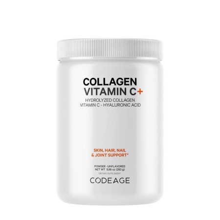 Codeage Collagen Vitamin C+, Colagen Hidrolizat Cu Vitamina C Si Acid Hialuronic, 283 G