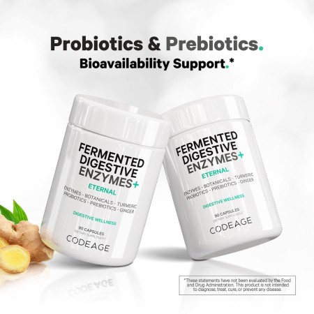 Codeage Fermented Digestive Enzymes With Probiotics & Prebiotics, Enzime Digestive Cu Probiotice Si Prebiotice Pentru Sustinerea Digestiei, 90 Cps