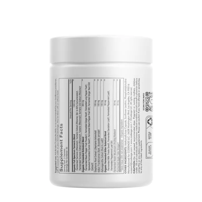 Codeage Turmeric Lipozomal Fermentat + Piper Negru, Curcumin Si Ghimbir, 90 Cps Codeage Turmeric Lipozomal Fermentat + Piper Negru, Curcumin Si Ghimbir, 90 Cps