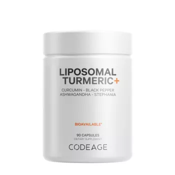 Codeage Turmeric Lipozomal Fermentat + Piper Negru, Curcumin Si Ghimbir, 90 Cps