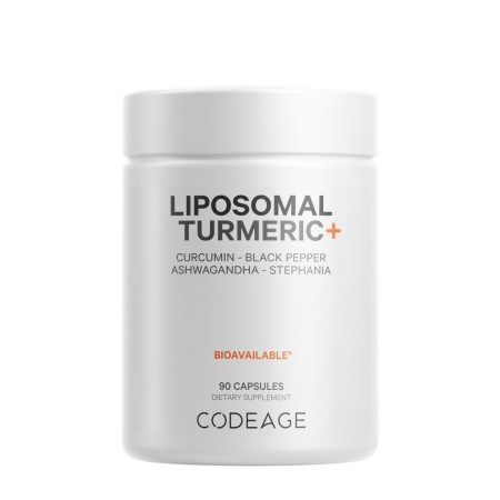 Codeage  Turmeric Lipozomal Fermentat + Piper Negru,  Curcumin Si Ghimbir, 90 Cps