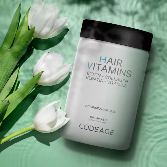 Codeage Hair Vitamins - Biotin 10000 Mcg - Collagen - Keratin & Multivitamins, Complex De Multivitamine Pentru Sanatatea Parului, 120 Cps Codeage Hair Vitamins - Biotin 10000 Mcg - Collagen - Keratin & Multivitamins, Complex De Multivitamine Pentru Sanatatea Parului, 120 Cps