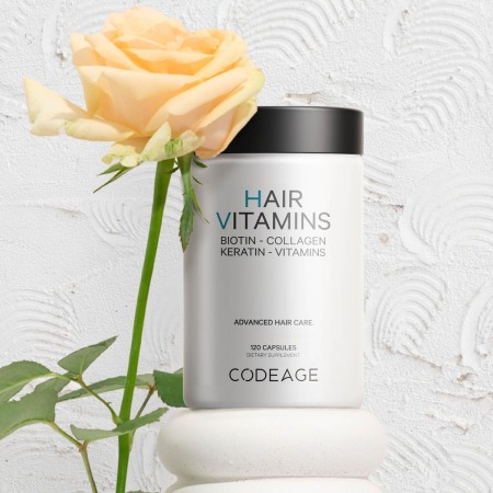 Codeage Hair Vitamins - Biotin 10000 Mcg - Collagen - Keratin & Multivitamins, Complex De Multivitamine Pentru Sanatatea Parului, 120 Cps