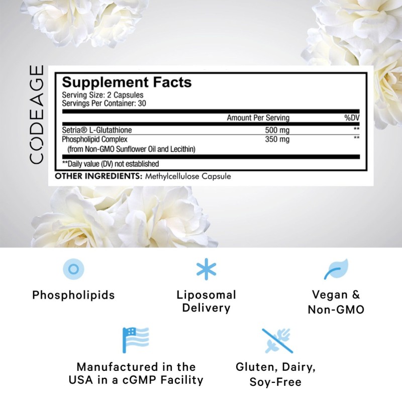 Codeage Liposomal Glutathione, Glutation Lipozomal Setria, 60 Cps