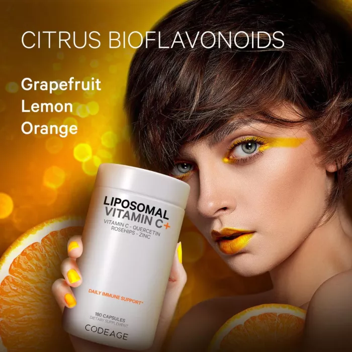 Codeage Liposomal Vitamin C, Vitamina C Liposomala - Formula Avansata Pentru Absorbtie Superioara, 180 Cps Codeage Liposomal Vitamin C, Vitamina C Liposomala - Formula Avansata Pentru Absorbtie Superioara, 180 Cps