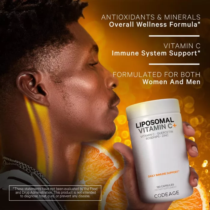 Codeage Liposomal Vitamin C, Vitamina C Liposomala - Formula Avansata Pentru Absorbtie Superioara, 180 Cps Codeage Liposomal Vitamin C, Vitamina C Liposomala - Formula Avansata Pentru Absorbtie Superioara, 180 Cps