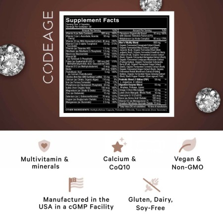 Codeage Men's Fermented Multivitamin, Formula Completa Pentru Sanatatea Intregului Organism, 120 Cps