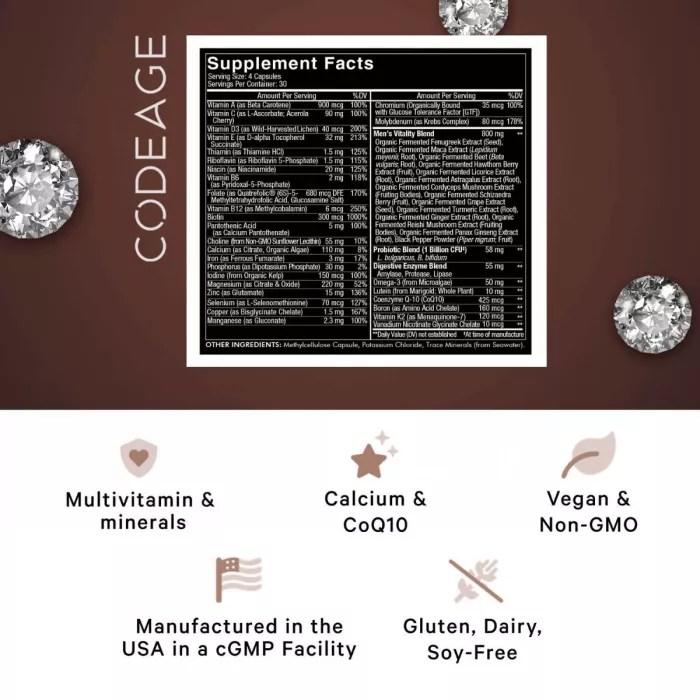 Codeage Men's Fermented Multivitamin, Formula Completa Pentru Sanatatea Intregului Organism, 120 Cps Codeage Men's Fermented Multivitamin, Formula Completa Pentru Sanatatea Intregului Organism, 120 Cps