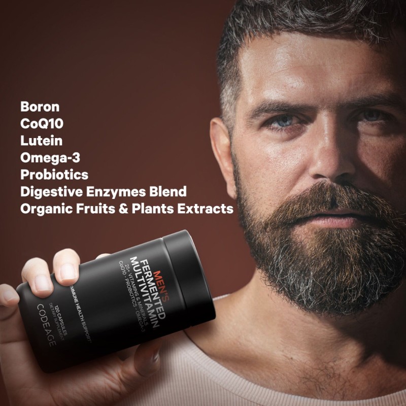 Codeage Men's Fermented Multivitamin, Formula Completa Pentru Sanatatea Intregului Organism, 120 Cps