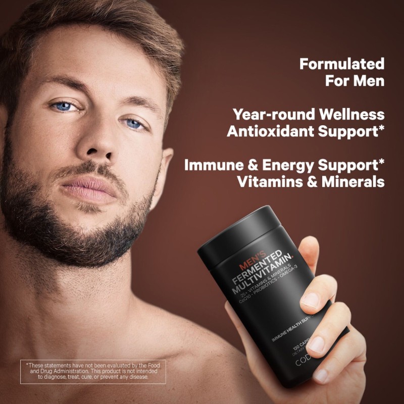 Codeage Men's Fermented Multivitamin, Formula Completa Pentru Sanatatea Intregului Organism, 120 Cps