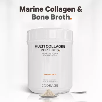 Codeage Hydrolyzed Multi Collagen - 5 Types Collagen Peptides, Colagen Hidrolizat Din 5 Surse Sub Forma De Peptide, Fara Aroma, 567 G