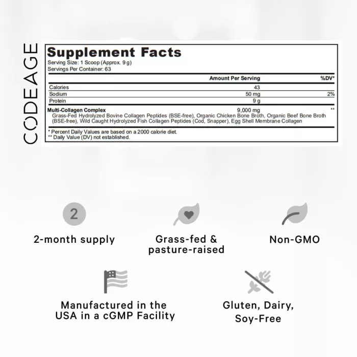 Codeage Hydrolyzed Multi Collagen - 5 Types Collagen Peptides, Colagen Hidrolizat Din 5 Surse Sub Forma De Peptide, Fara Aroma, 567 G Codeage Hydrolyzed Multi Collagen - 5 Types Collagen Peptides, Colagen Hidrolizat Din 5 Surse Sub Forma De Peptide, Fara Aroma, 567 G