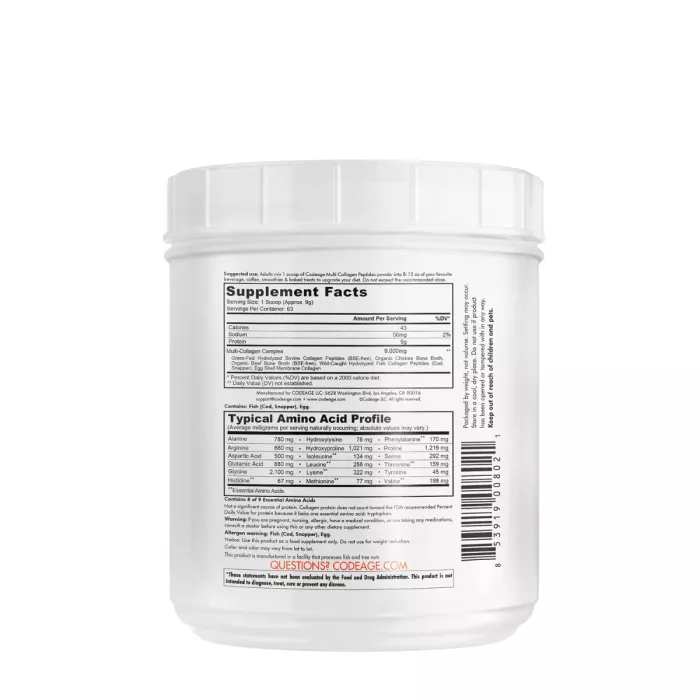 Codeage Hydrolyzed Multi Collagen - 5 Types Collagen Peptides, Colagen Hidrolizat Din 5 Surse Sub Forma De Peptide, Fara Aroma, 567 G Codeage Hydrolyzed Multi Collagen - 5 Types Collagen Peptides, Colagen Hidrolizat Din 5 Surse Sub Forma De Peptide, Fara Aroma, 567 G