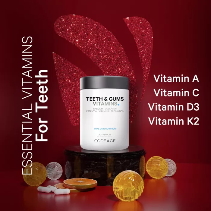 Codeage Teeth & Gums Vitamins, Daily Multivitamins & Minerals + Collagen, Complex De Vitamine, Minerale Si Colagen Pentru Dinti Si Gingii, 90 Cps Codeage Teeth & Gums Vitamins, Daily Multivitamins & Minerals + Collagen, Complex De Vitamine, Minerale Si Colagen Pentru Dinti Si Gingii, 90 Cps