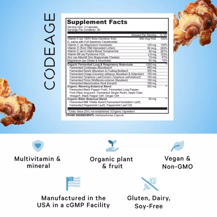 Codeage Lungs Vitamins, Formula Complexa Pentru Imbunatatirea Respiratiei, 90 Cps Codeage Lungs Vitamins, Formula Complexa Pentru Imbunatatirea Respiratiei, 90 Cps