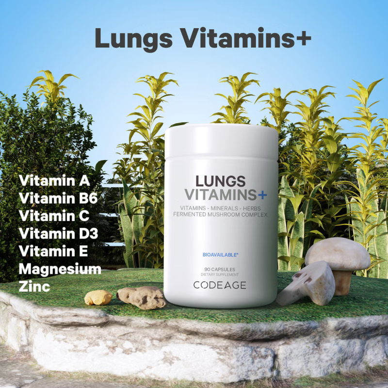 Codeage Lungs Vitamins, Formula Complexa Pentru Imbunatatirea Respiratiei, 90 Cps