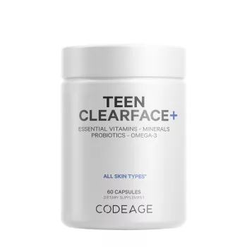 Codeage Teen Clearface Daily Multivitamin & Minerals, Complex De Multivitamine Pentru Adolescenti Pentru Ten Sanatos, 60 Cps