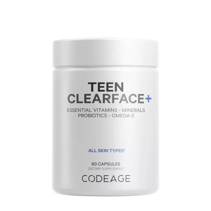 Codeage Teen Clearface Daily Multivitamin & Minerals, Complex De Multivitamine Pentru Adolescenti Pentru Ten Sanatos, 60 Cps Codeage Teen Clearface Daily Multivitamin & Minerals, Complex De Multivitamine Pentru Adolescenti Pentru Ten Sanatos, 60 Cps