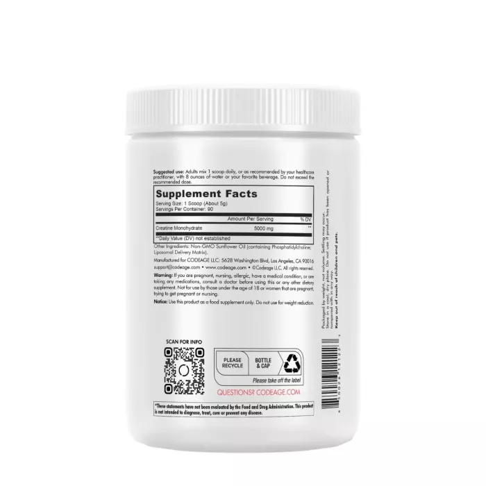 Codeage Liposomal Creatine Monohydrate, Creatina Monohidrata Lipozomala, 455 G Codeage Liposomal Creatine Monohydrate, Creatina Monohidrata Lipozomala, 455 G
