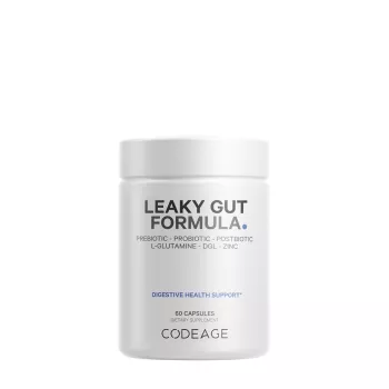 Codeage Leaky Gut Supplement - L-glutamine, Prebiotics, Probiotics, Postbiotic, Formula Avansata Pentru Sanatatea Intestinala, 60 Cps