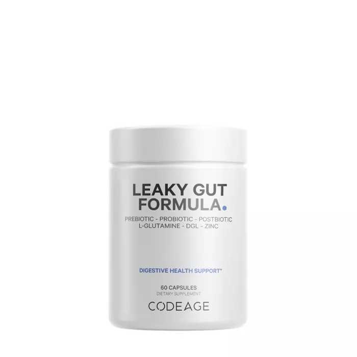 Codeage Leaky Gut Supplement - L-glutamine, Prebiotics, Probiotics, Postbiotic, Formula Avansata Pentru Sanatatea Intestinala, 60 Cps Codeage Leaky Gut Supplement - L-glutamine, Prebiotics, Probiotics, Postbiotic, Formula Avansata Pentru Sanatatea Intestinala, 60 Cps