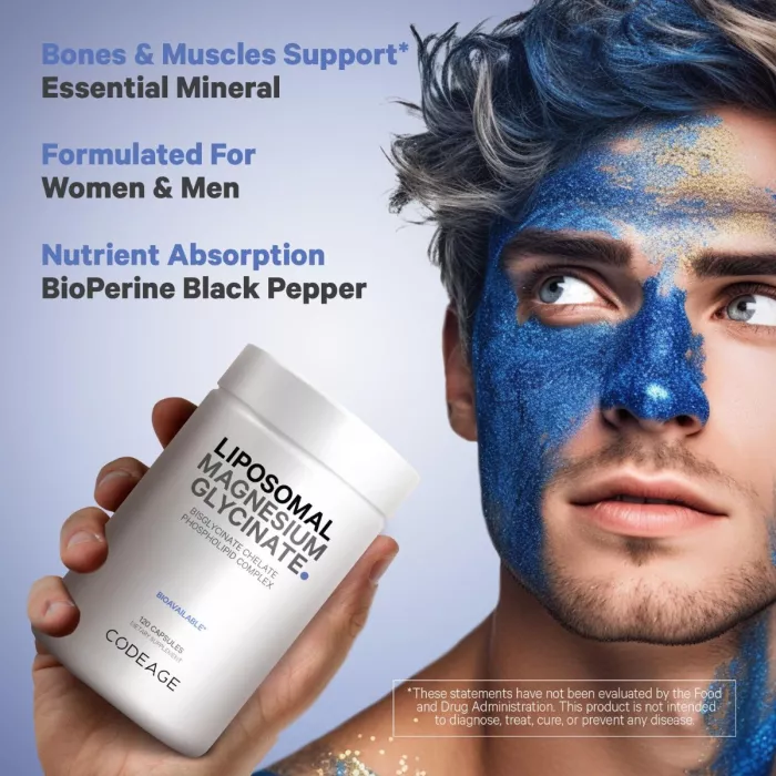 Codeage Liposomal Magnesium Glycinate, Magneziu Bisglicinat Lipozomal Cu Bioperine - Formula Avansata Pentru Absorbtie Superioara, 120 Cps Codeage Liposomal Magnesium Glycinate, Magneziu Bisglicinat Lipozomal Cu Bioperine - Formula Avansata Pentru Absorbtie Superioara, 120 Cps