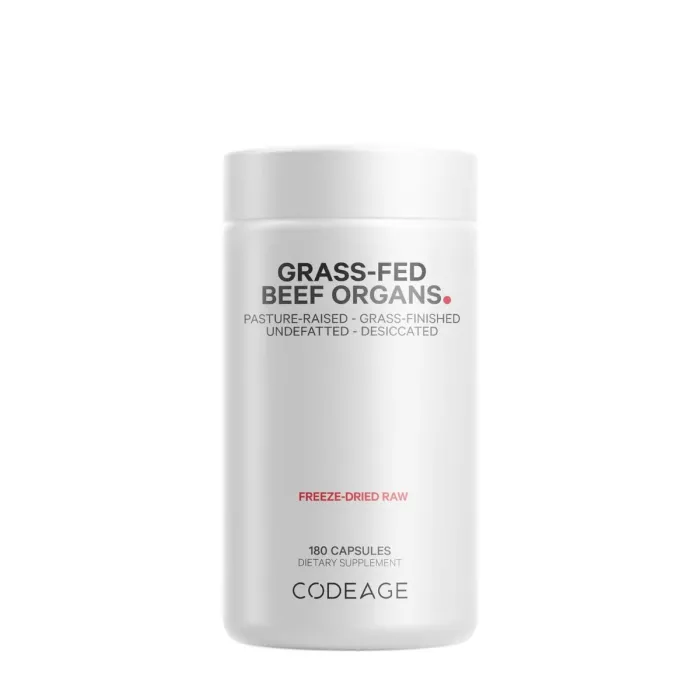 Codeage Grass-fed Beef Organs, Supliment Premium Cu Organe De Vite Hranite Cu Iarba, 180 Cps Codeage Grass-fed Beef Organs, Supliment Premium Cu Organe De Vite Hranite Cu Iarba, 180 Cps