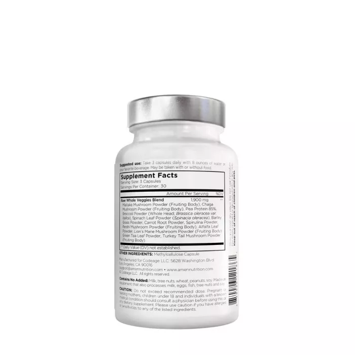 Codeage Amen Super Greens Complex Formula, Formula Premium De Legume Si Ciuperci Pentru Energie Si Vitalitate, 90 Cps