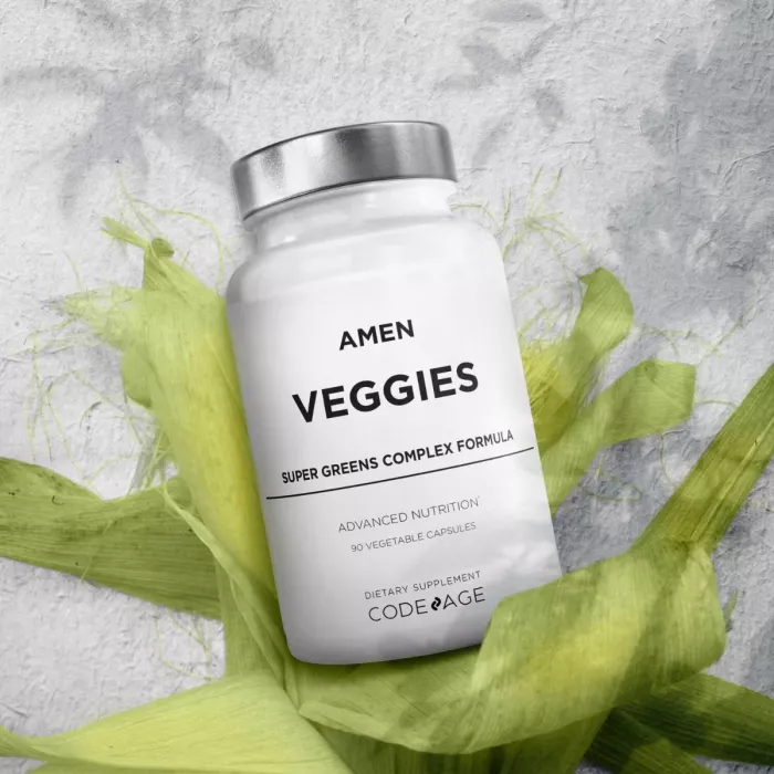 Codeage Amen Super Greens Complex Formula, Formula Premium De Legume Si Ciuperci Pentru Energie Si Vitalitate, 90 Cps