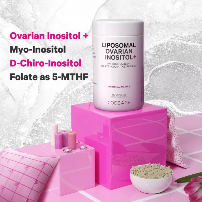 Codeage Liposomal Ovarian Inositol+, Myo-inozitol Ovarian Cu Coenzima Q10, 120 Cps Codeage Liposomal Ovarian Inositol+, Myo-inozitol Ovarian Cu Coenzima Q10, 120 Cps
