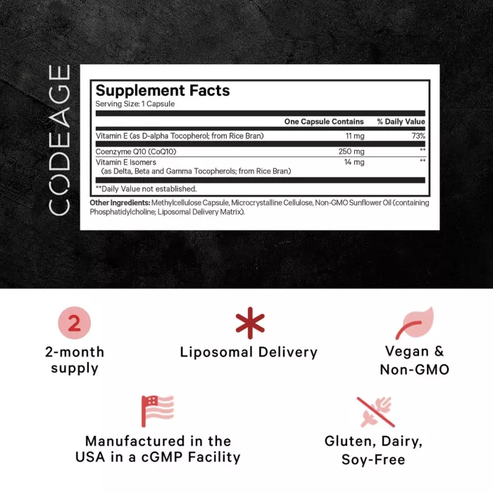 Codeage Liposomal Coq10 Max, Coenzima Q-10 Lipozomala, 60 Cps Codeage Liposomal Coq10 Max, Coenzima Q-10 Lipozomala, 60 Cps