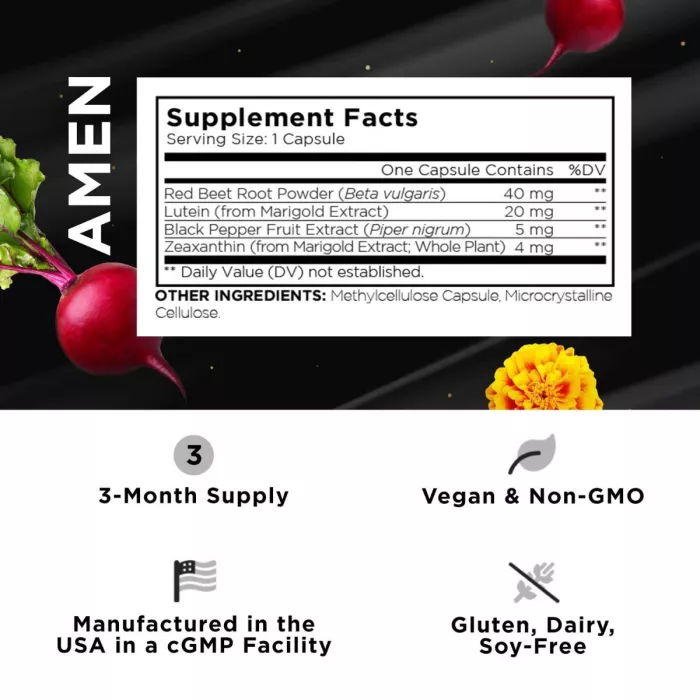 Codeage Amen Eyes Lutein Zeaxanthin And Black Pepper, Formula Pentru Sanatatea Ochilor, 90 Cps
