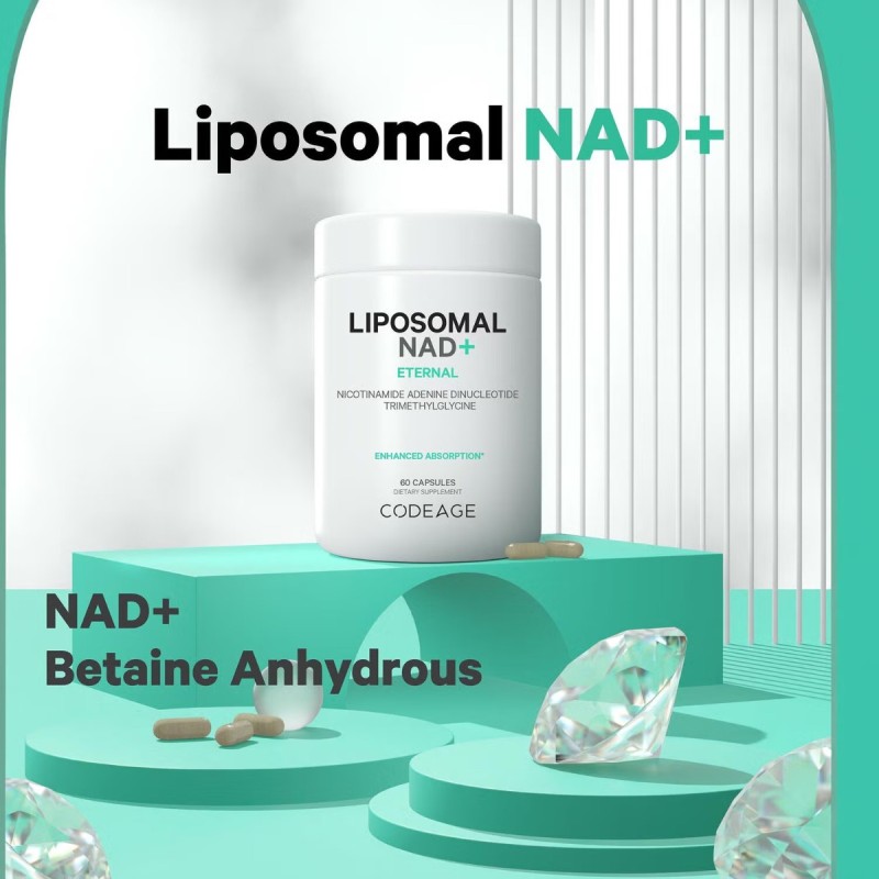 Codeage Liposomal Nad+ Eternal, Nicotinamide Adenine Dinucleotide, Nad+ Liposomal Cu Betaina Tmg, 60 Cps