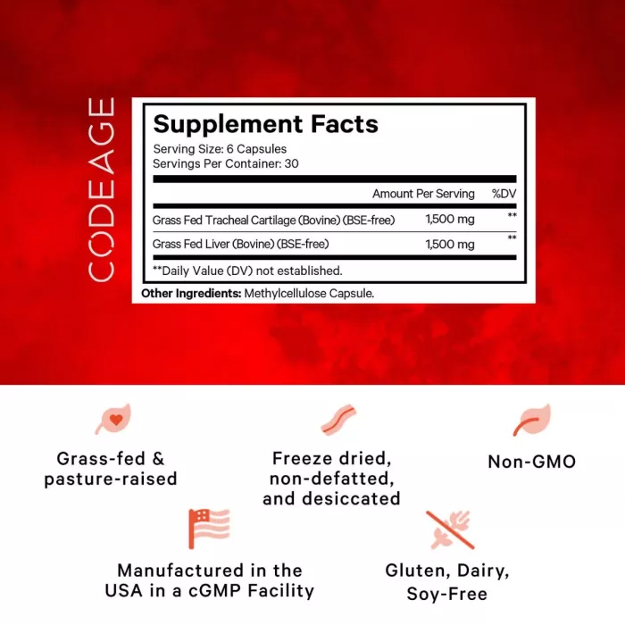 Codeage Grass-fed Beef Cartilage, Formula Pentru Sanatatea Articulatiilor Si Mobilitate, 180 Cps