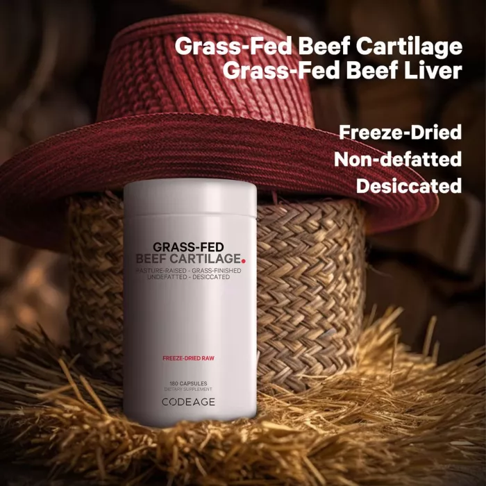 Codeage Grass-fed Beef Cartilage, Formula Pentru Sanatatea Articulatiilor Si Mobilitate, 180 Cps