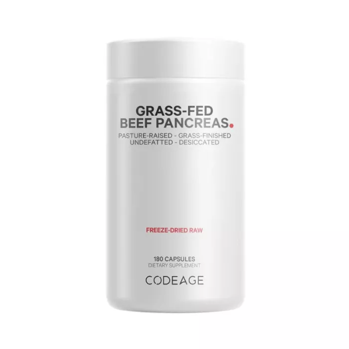 Codeage Grass-fed Beef Pancreas, Formula Premium Pentru Sustinerea Pancreasului, 180 Cps