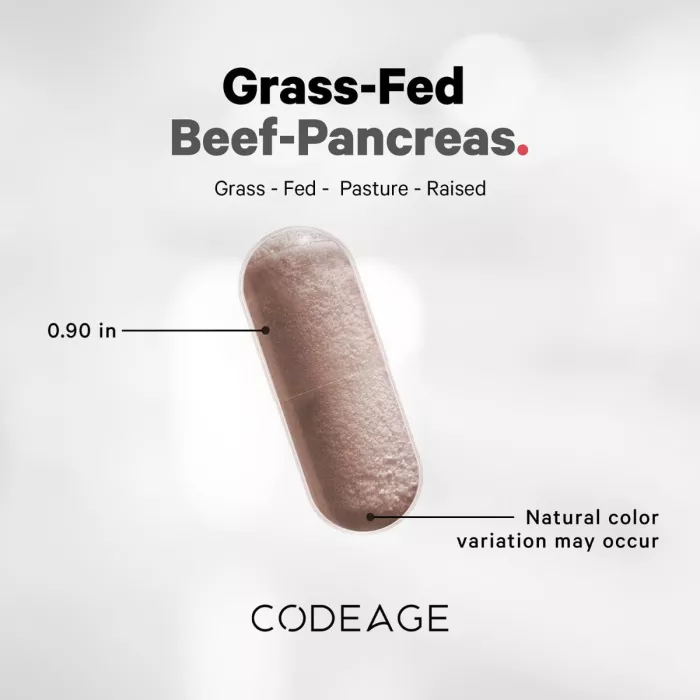 Codeage Grass-fed Beef Pancreas, Formula Premium Pentru Sustinerea Pancreasului, 180 Cps