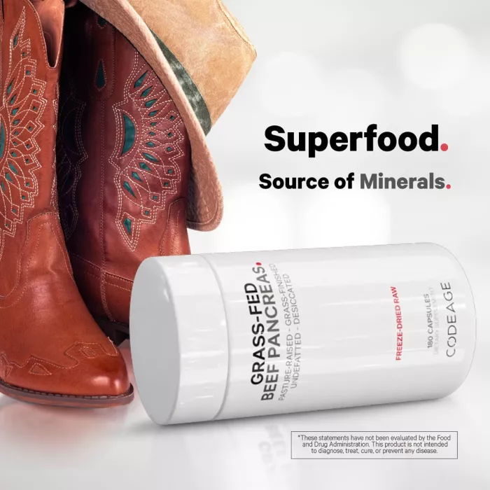 Codeage Grass-fed Beef Pancreas, Formula Premium Pentru Sustinerea Pancreasului, 180 Cps