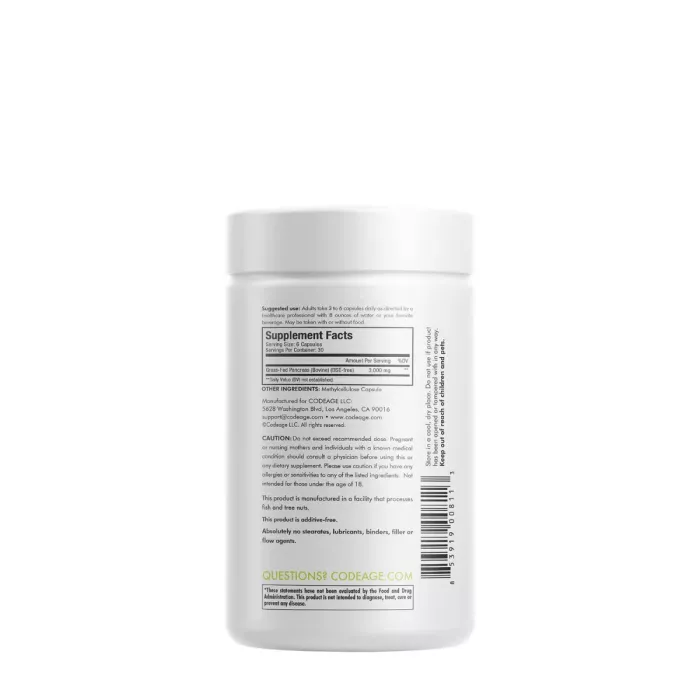 Codeage Grass-fed Beef Pancreas, Formula Premium Pentru Sustinerea Pancreasului, 180 Cps