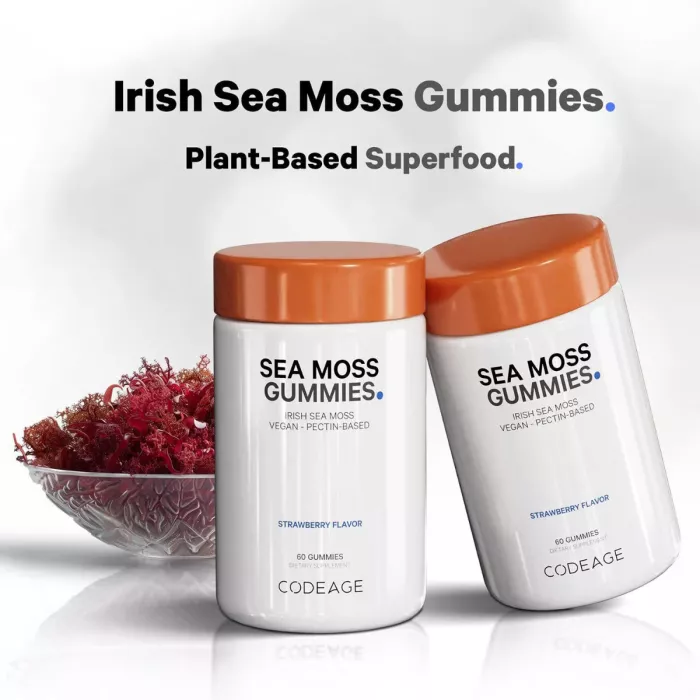 Codeage Sea Moss Gummies, Formula Cu Sea Moss Pentru Imunitate, Energie Si Vitalitate Cu Aroma De Capsuni, 60 Jeleuri