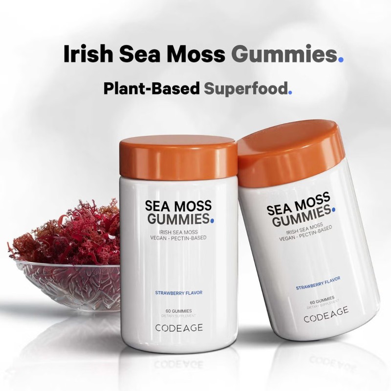 Codeage Sea Moss Gummies, Formula Cu Sea Moss Pentru Imunitate, Energie Si Vitalitate Cu Aroma De Capsuni, 60 Jeleuri