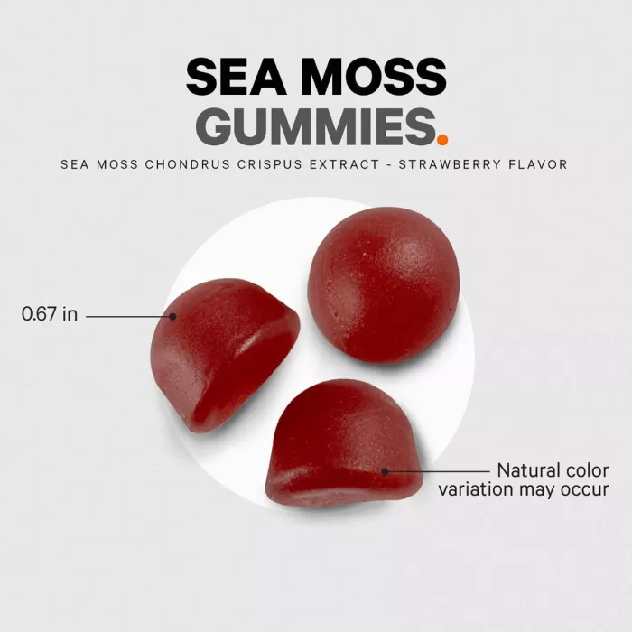 Codeage Sea Moss Gummies, Formula Cu Sea Moss Pentru Imunitate, Energie Si Vitalitate Cu Aroma De Capsuni, 60 Jeleuri