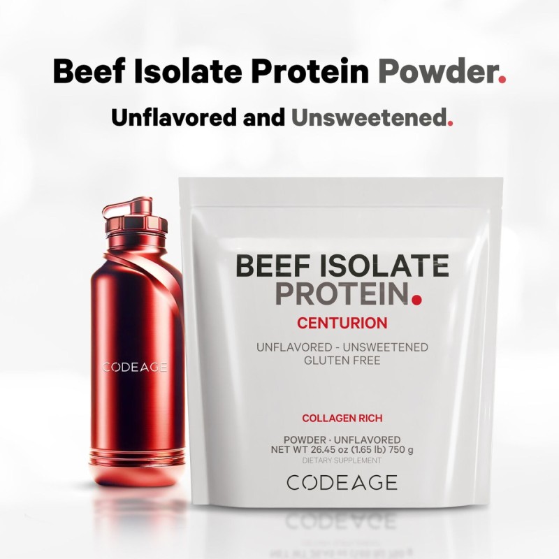 Codeage Beef Isolate Protein, Proteina Izolata Din Vita, Fara Aroma, 750 G