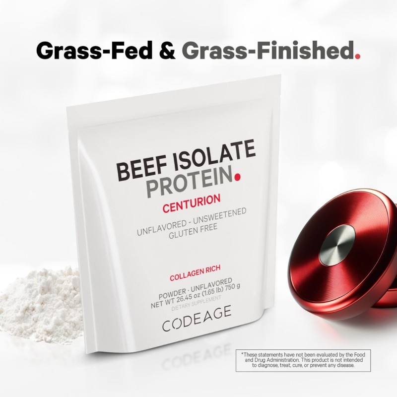 Codeage Beef Isolate Protein, Proteina Izolata Din Vita, Fara Aroma, 750 G
