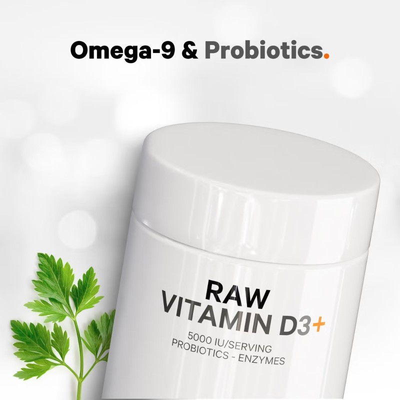 Codeage Raw Vitamin D3, Vitamina D3 (5000 Iu) Naturala Din Saccharomyces Cerevisiae, 60 Cps