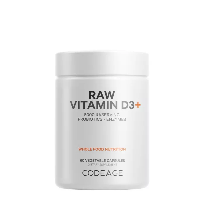 Codeage Raw Vitamin D3, Vitamina D3 (5000 Iu) Naturala Din Saccharomyces Cerevisiae, 60 Cps Codeage Raw Vitamin D3, Vitamina D3 (5000 Iu) Naturala Din Saccharomyces Cerevisiae, 60 Cps
