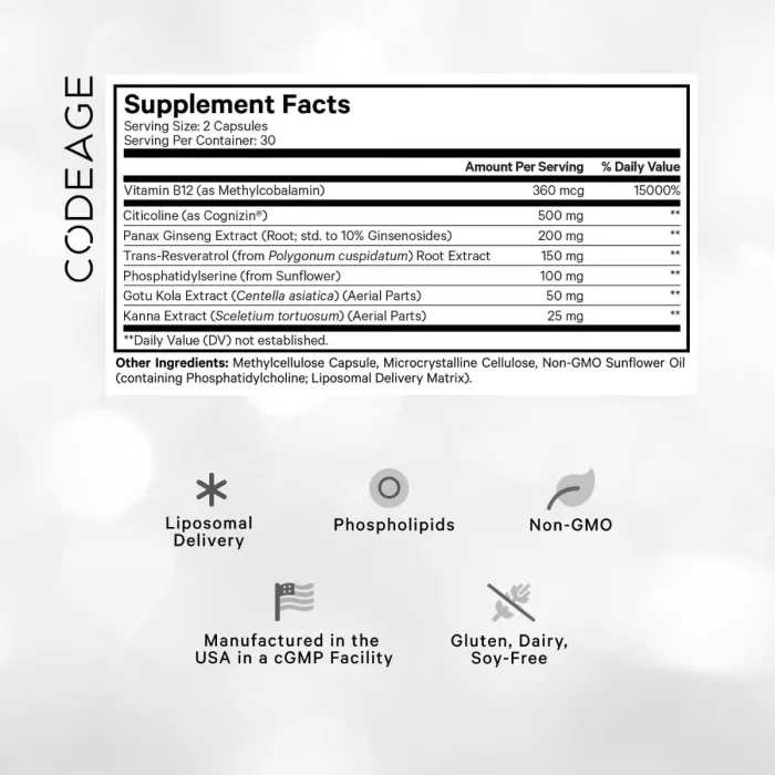 Codeage Brain Focus Multivitamin+, Suport Avansat Pentru Memorie, Concentrare Si Claritate Mentala, 60 Cps Codeage Brain Focus Multivitamin+, Suport Avansat Pentru Memorie, Concentrare Si Claritate Mentala, 60 Cps