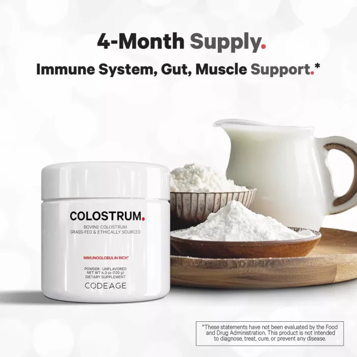 Codeage Bovine Colostrum Powder Unflavored Immunoglobulin Rich, Colostru Bovin Cu Imunoglobuline Pentru Imunitate Si Digestie Fara Aroma, 120g Codeage Bovine Colostrum Powder Unflavored Immunoglobulin Rich, Colostru Bovin Cu Imunoglobuline Pentru Imunitate Si Digestie Fara Aroma, 120g