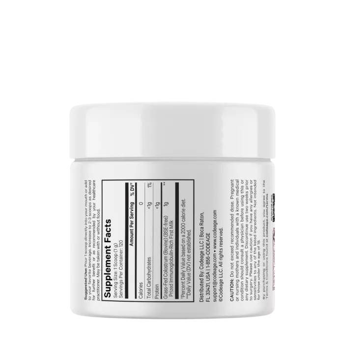 Codeage Bovine Colostrum Powder Unflavored Immunoglobulin Rich, Colostru Bovin Cu Imunoglobuline Pentru Imunitate Si Digestie Fara Aroma, 120g Codeage Bovine Colostrum Powder Unflavored Immunoglobulin Rich, Colostru Bovin Cu Imunoglobuline Pentru Imunitate Si Digestie Fara Aroma, 120g