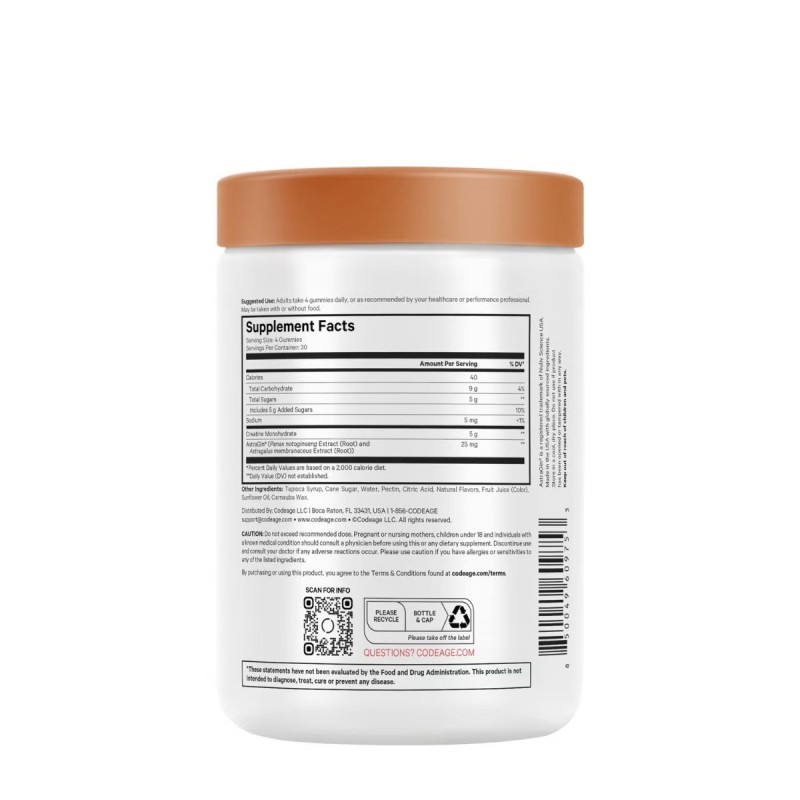 Codeage Creatine Gummies 5g, Jeleuri Delicioase Cu Creatina Pentru Energie Si Performanta Musculara, Cu Aroma De Fructe De Padure, 120 Jeleuri